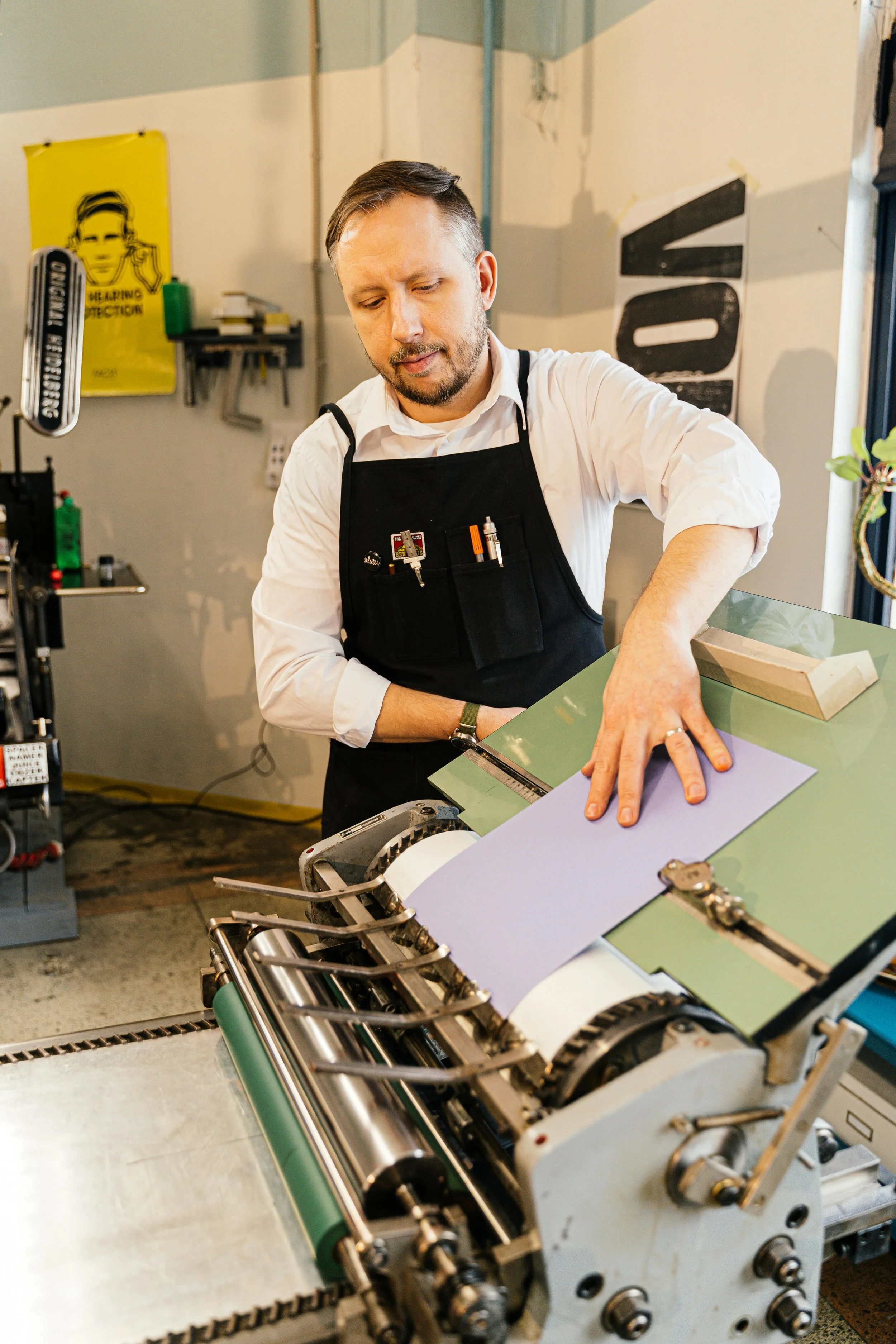 a person working with a machine